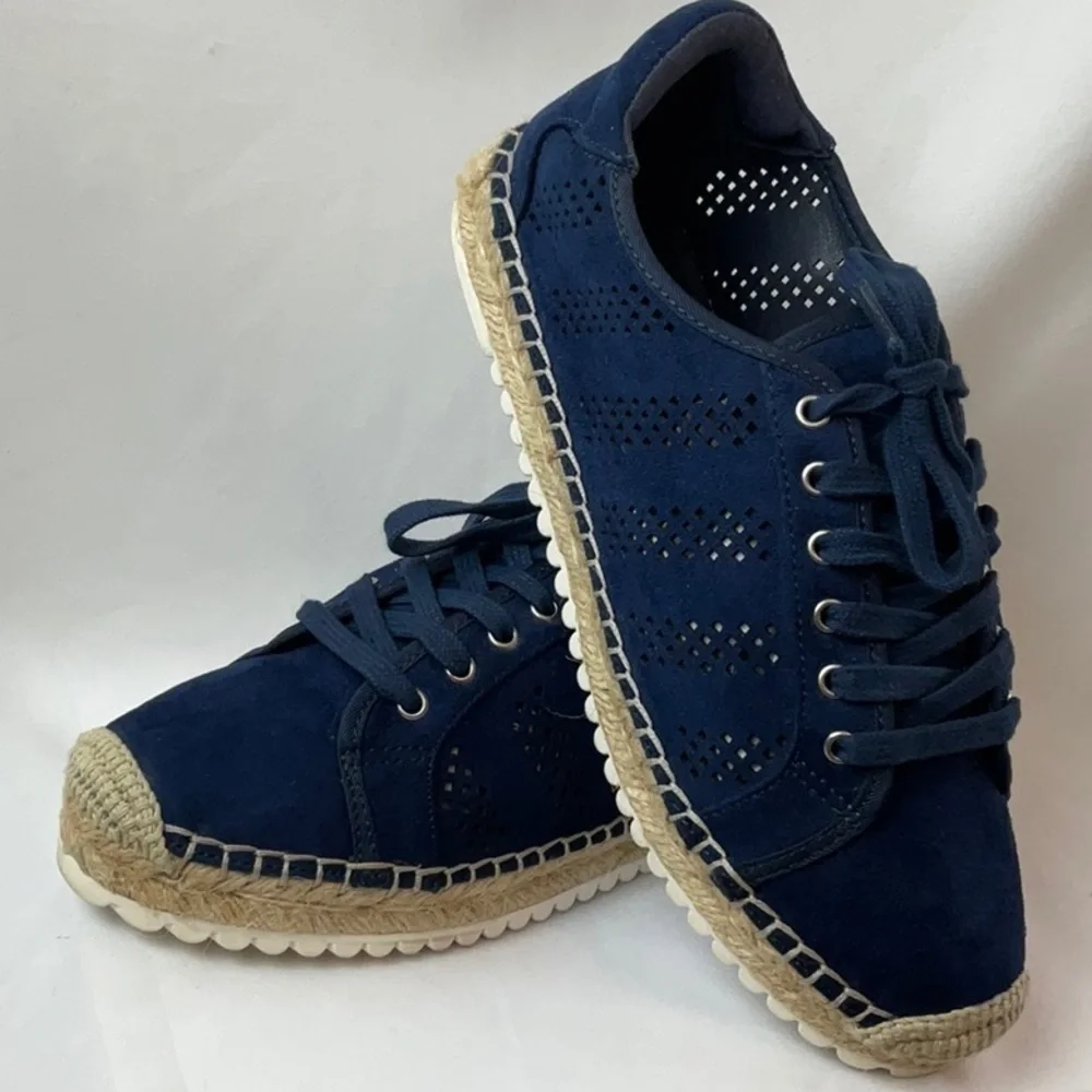 Marc Fisher Blue Baila Vegan Suede Espadrilles